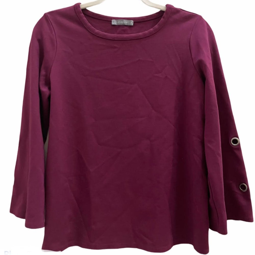 Loveappella Burgandy Shirt with Sleeve Details
